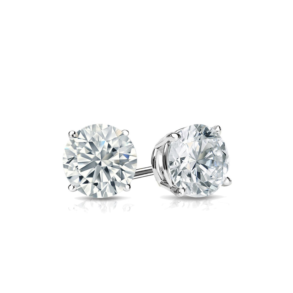 RhythmRocks 14k Gold Lab Grown Round Diamond Stud Earrings 0.25 ct. tw. 4-Prong Push-Back (E-F VS)