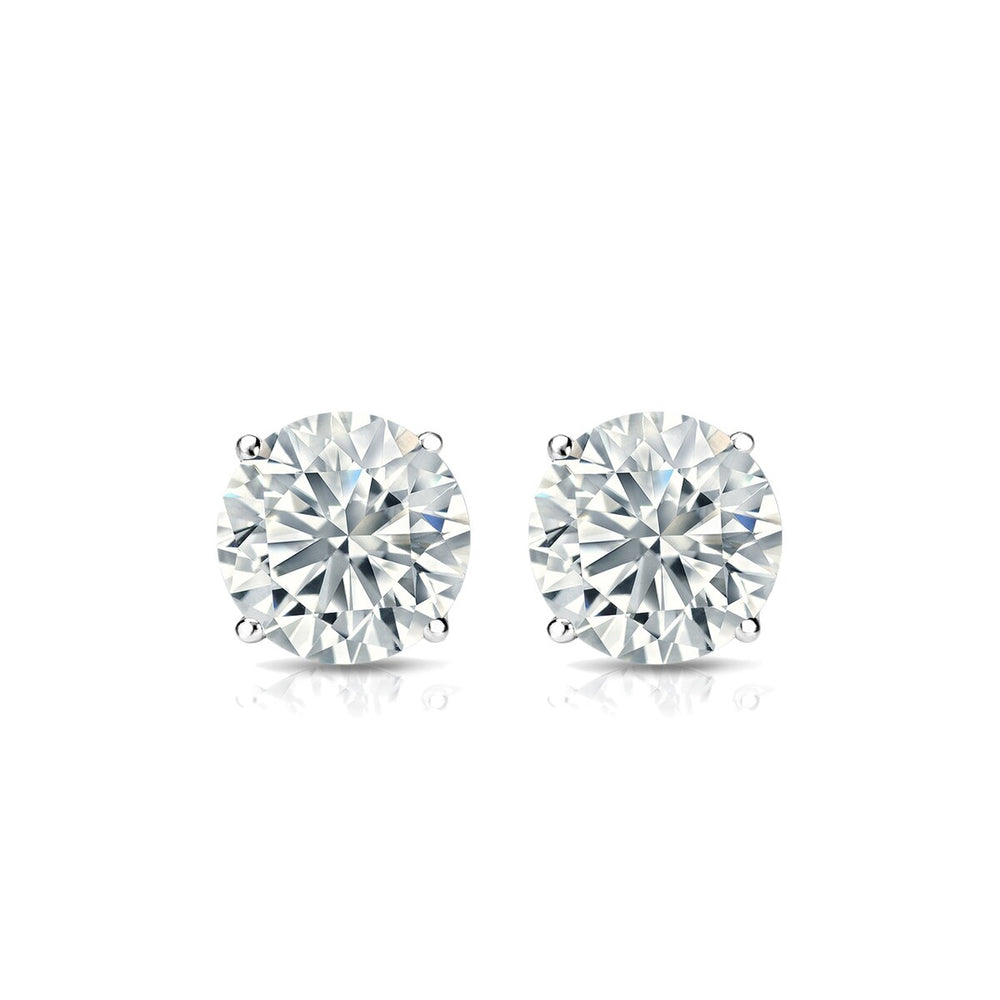 RhythmRocks 14k Gold Lab Grown Round Diamond Stud Earrings 0.25 ct. tw. 4-Prong Push-Back (E-F VS)