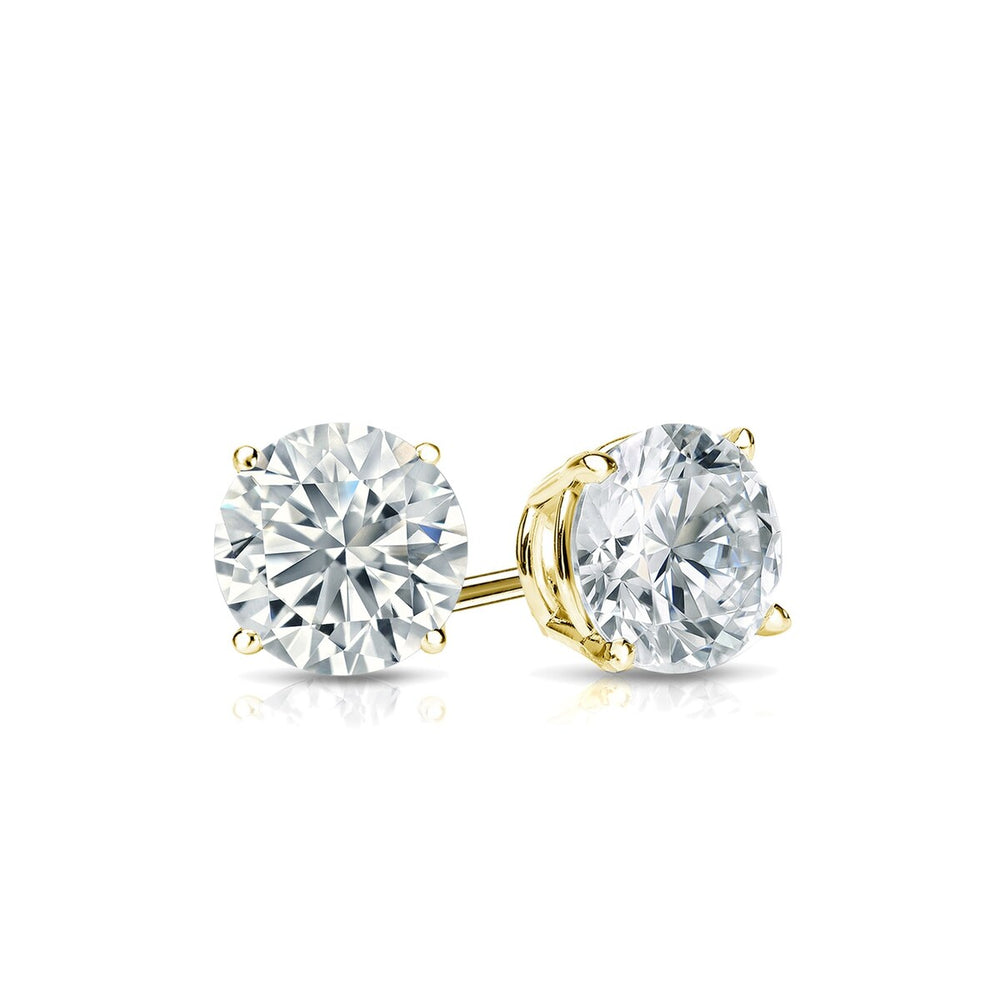 RhythmRocks 14k Gold Lab Grown Round Diamond Stud Earrings 0.25 ct. tw. 4-Prong Screw-Back (E-F VS)