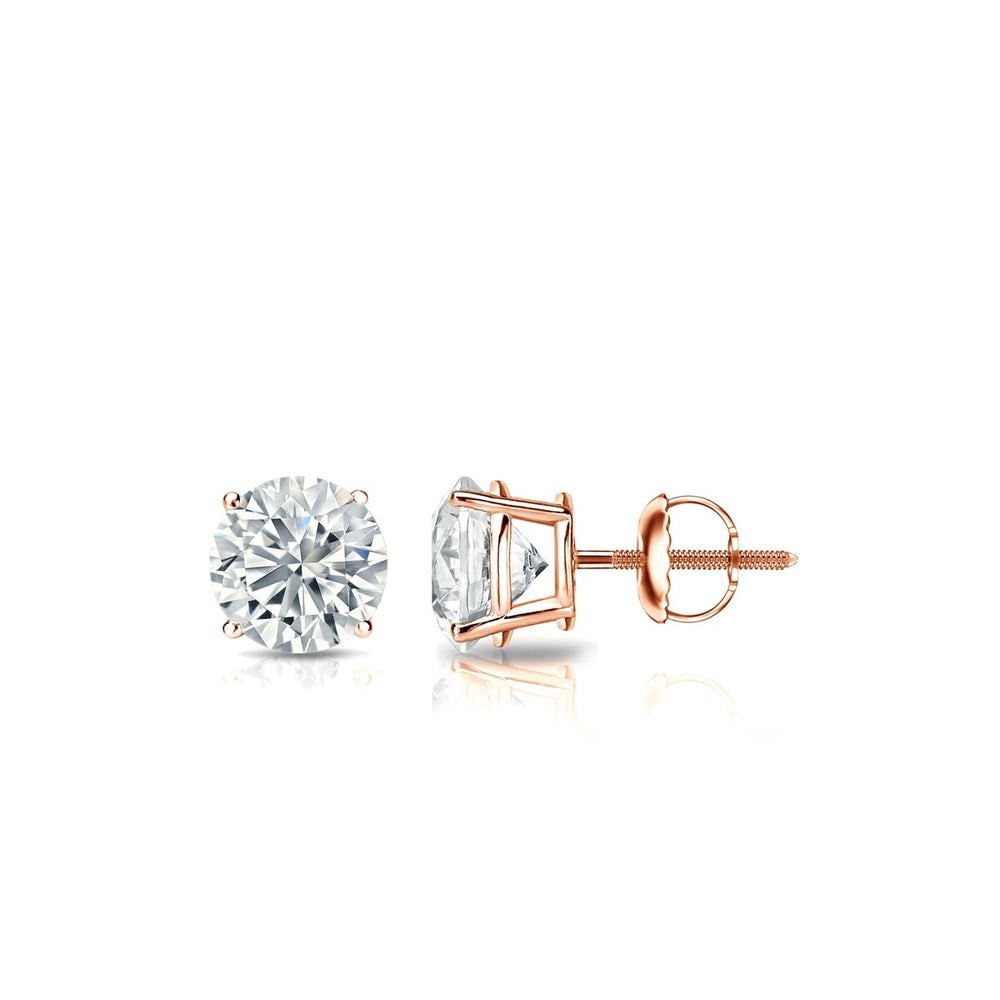 RhythmRocks 14k Gold Lab Grown Round Diamond Stud Earrings 0.25 ct. tw. 4-Prong Screw-Back (E-F VS)