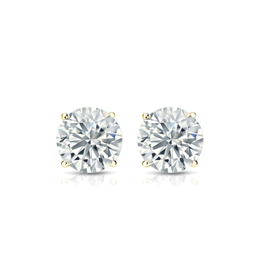 RhythmRocks 14k Gold Lab Grown Round Diamond Stud Earrings 0.25 ct. tw. 4-Prong Screw-Back (E-F VS)