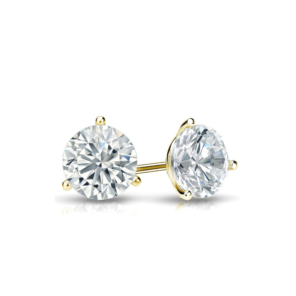 RhythmRocks 14k Gold Lab Grown Round Diamond Stud Earrings 1.00 ct. tw. 3-Prong Martini Push-Back (E-F VS)