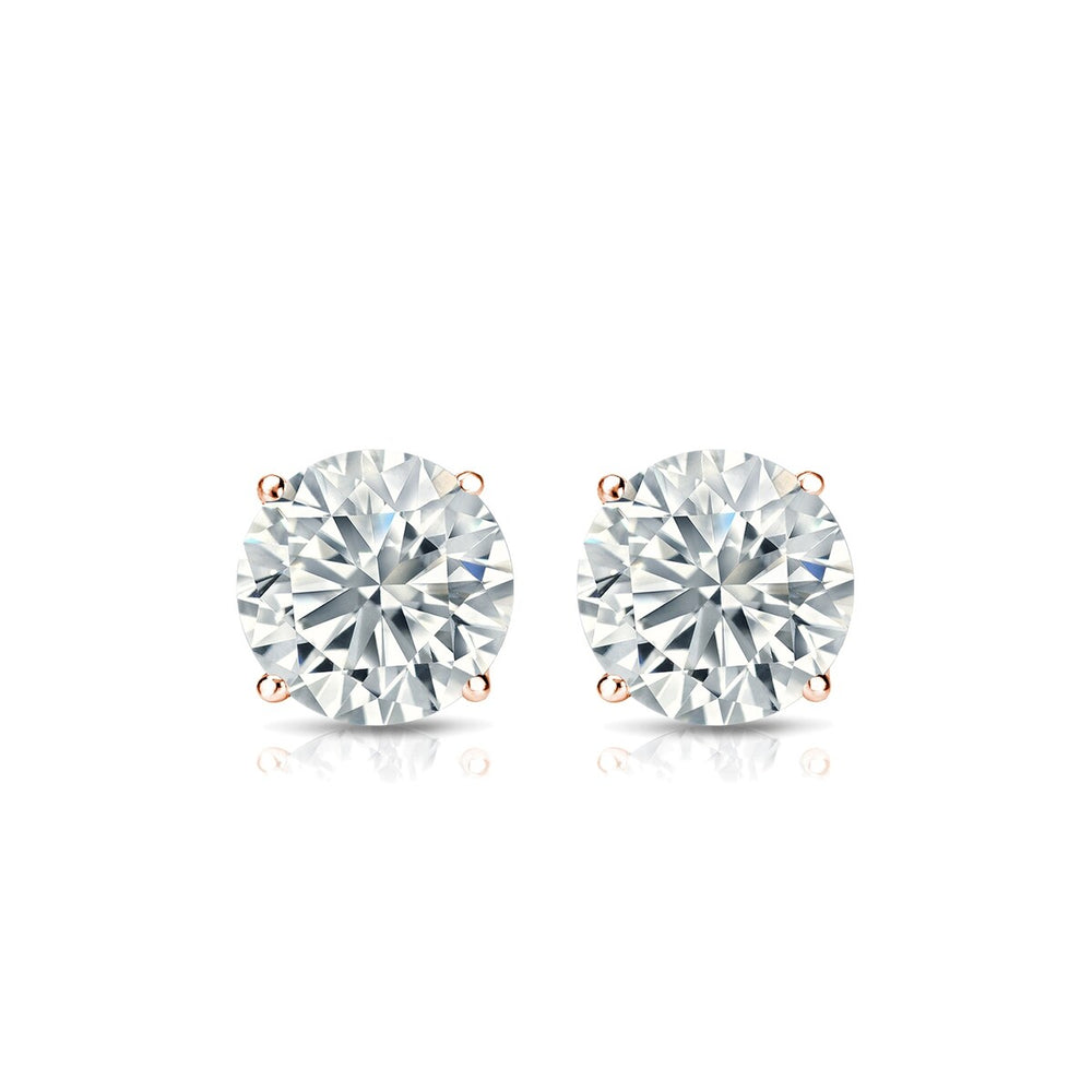 RhythmRocks 14k Gold Lab Grown Round Diamond Stud Earrings 1.00 ct. tw. 4-Prong Push-Back (E-F VS)