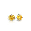 RhythmRocks 14k Gold Lab Grown Round Yellow Diamond Stud Earrings 0.25 ct. tw. 3-Prong Martin Push-Back (Yell VS)