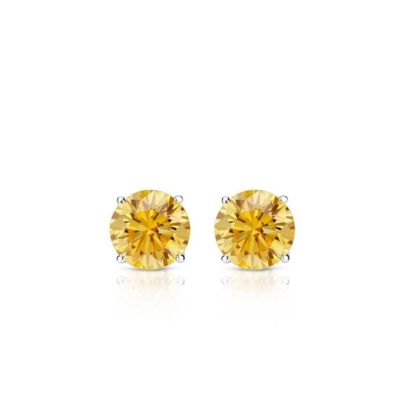 RhythmRocks 14k Gold Lab Grown Round Yellow Diamond Stud Earrings 0.33 ct. tw. 4-Prong Push-Back (Yell VS)