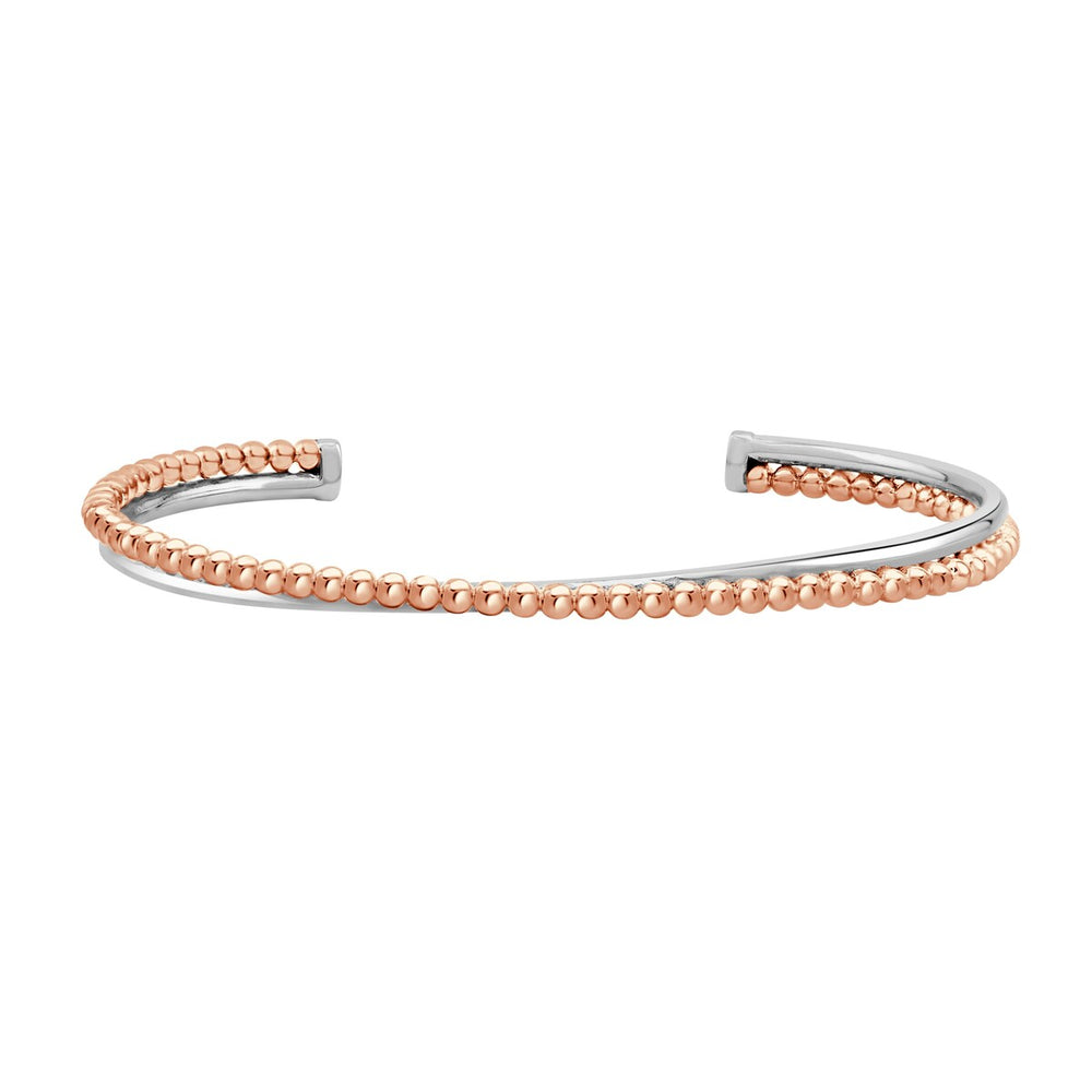 RhythmRocks Rose Plated Sterling Silver Dual-Tone Beaded Bangle Bracelet