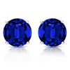 RhythmRocks Sterling Silver Lab Grown Gemstone Round Blue Sapphire Stud Earrings 1.00 ct. tgw. 4-Prong Push-Back