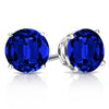 RhythmRocks Sterling Silver Lab Grown Gemstone Round Blue Sapphire Stud Earrings 1.00 ct. tgw. 4-Prong Push-Back