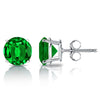 RhythmRocks Sterling Silver Lab Grown Gemstone Round Emerald Stud Earrings 1.00 ct. tgw. 4-Prong Push-Back - Green