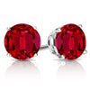 RhythmRocks Sterling Silver Lab Grown Gemstone Round Ruby Stud Earrings 1.00 ct. tgw. 4-Prong Push-Back - Red