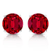 RhythmRocks Sterling Silver Lab Grown Gemstone Round Ruby Stud Earrings 1.00 ct. tgw. 4-Prong Push-Back - Red