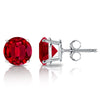 RhythmRocks Sterling Silver Lab Grown Gemstone Round Ruby Stud Earrings 1.00 ct. tgw. 4-Prong Push-Back - Red