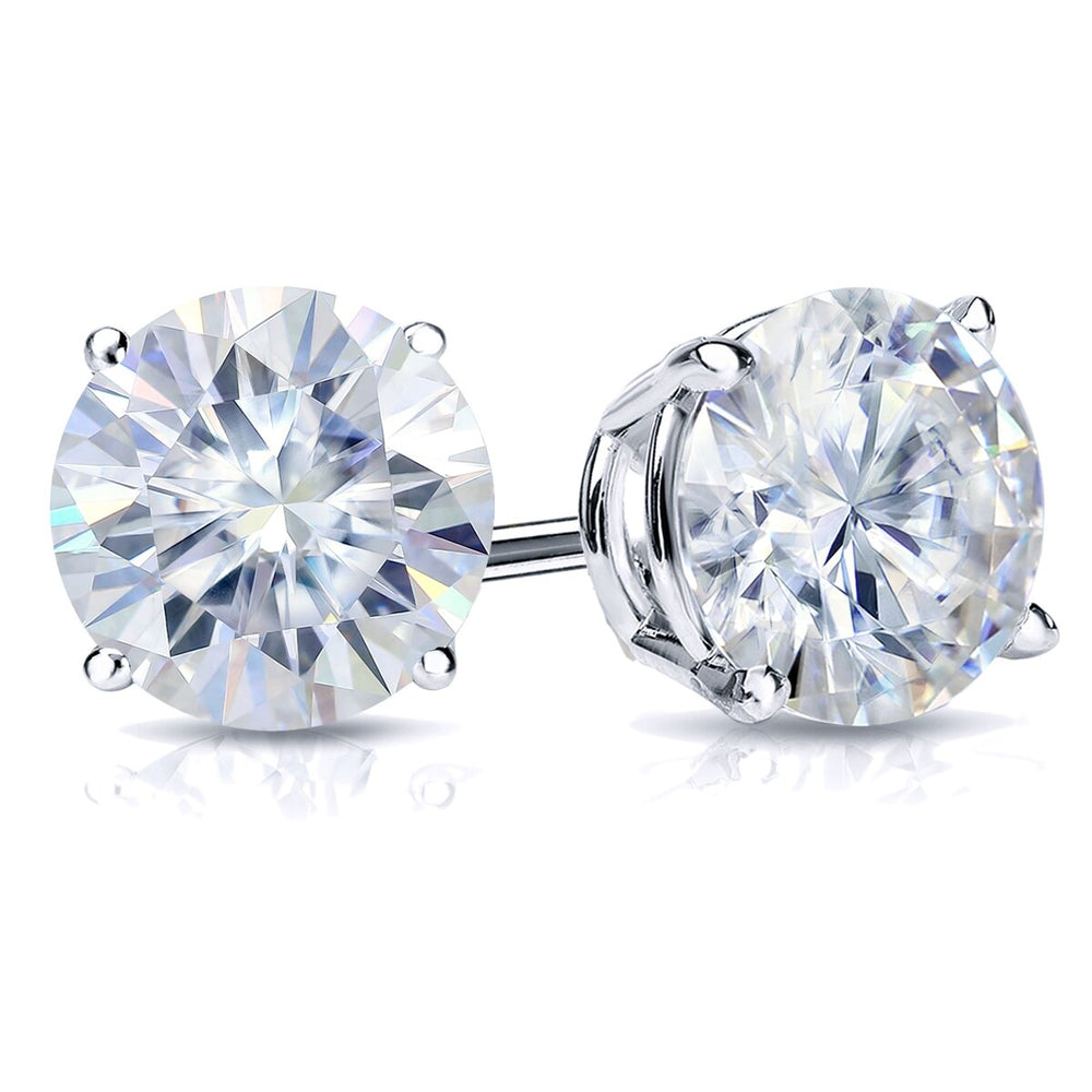 RhythmRocks Sterling Silver Moissanite Stud Earrings 1.00 ct. tw. 4-Prong Push-Back