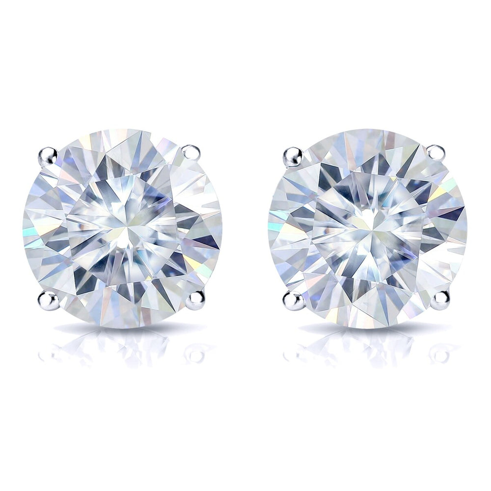 RhythmRocks Sterling Silver Moissanite Stud Earrings 1.00 ct. tw. 4-Prong Push-Back