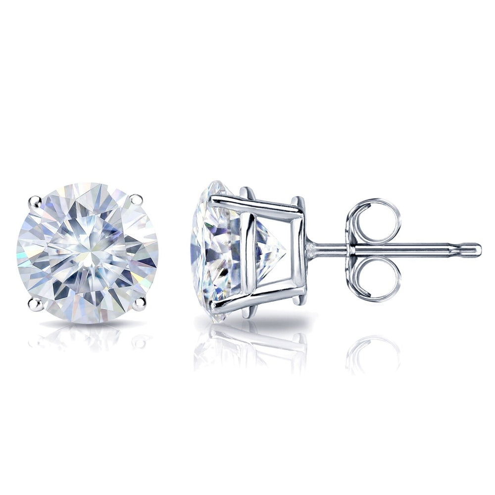 RhythmRocks Sterling Silver Moissanite Stud Earrings 1.00 ct. tw. 4-Prong Push-Back