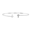 RhythmRocks Sterling Silver Round Diamond Simulant CZ Cross Bangle Bracelet (AAA Quality)