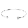 RhythmRocks Sterling Silver Round Diamond Simulant CZ Double Heart Bangle Bracelet(AAA Quality)