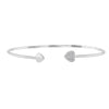 RhythmRocks Sterling Silver Round Diamond Simulant CZ Double Heart Bangle Bracelet(AAA Quality)