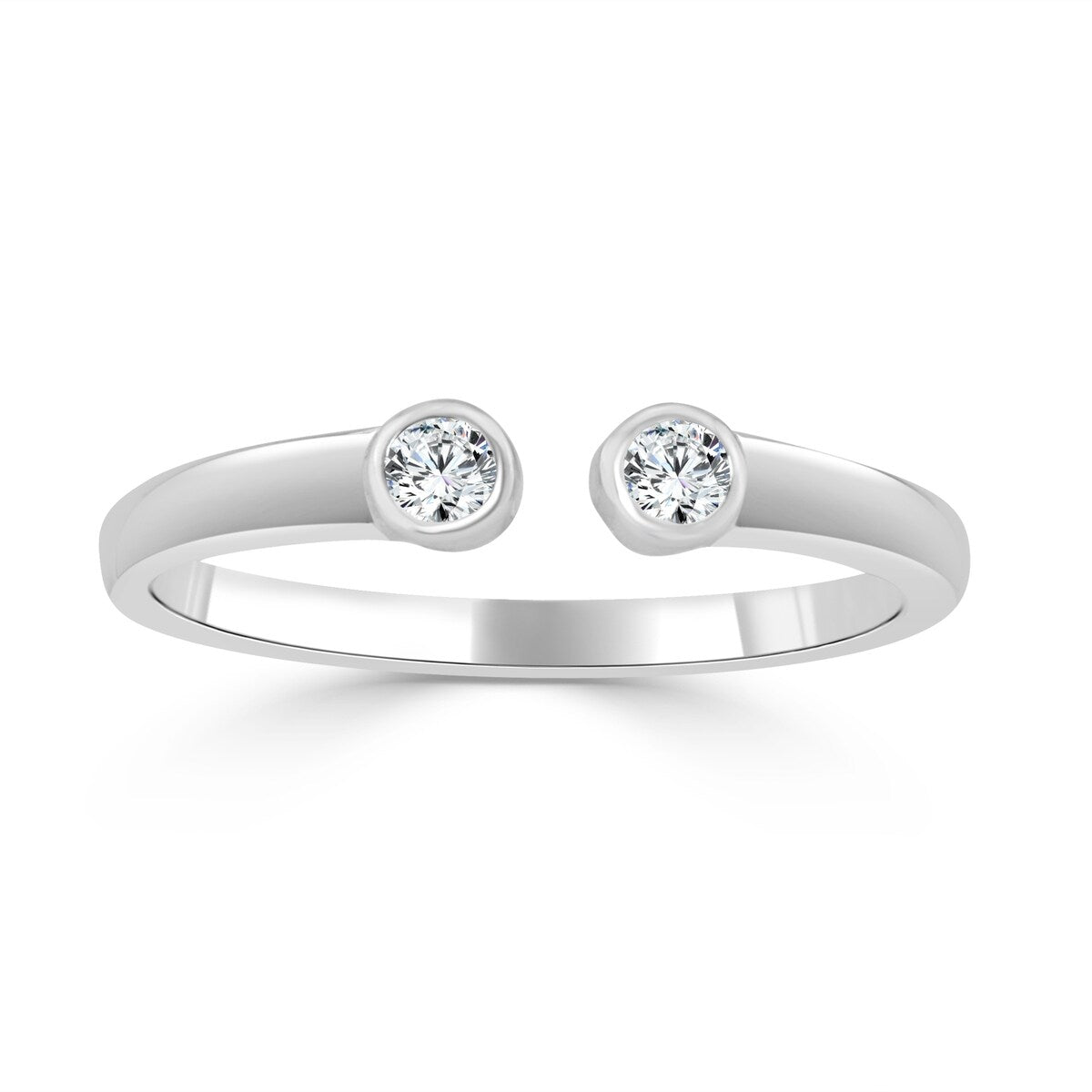 RhythmRocks Sterling Silver Simulated Diamond CZ Two Stone Ring AAA Quality