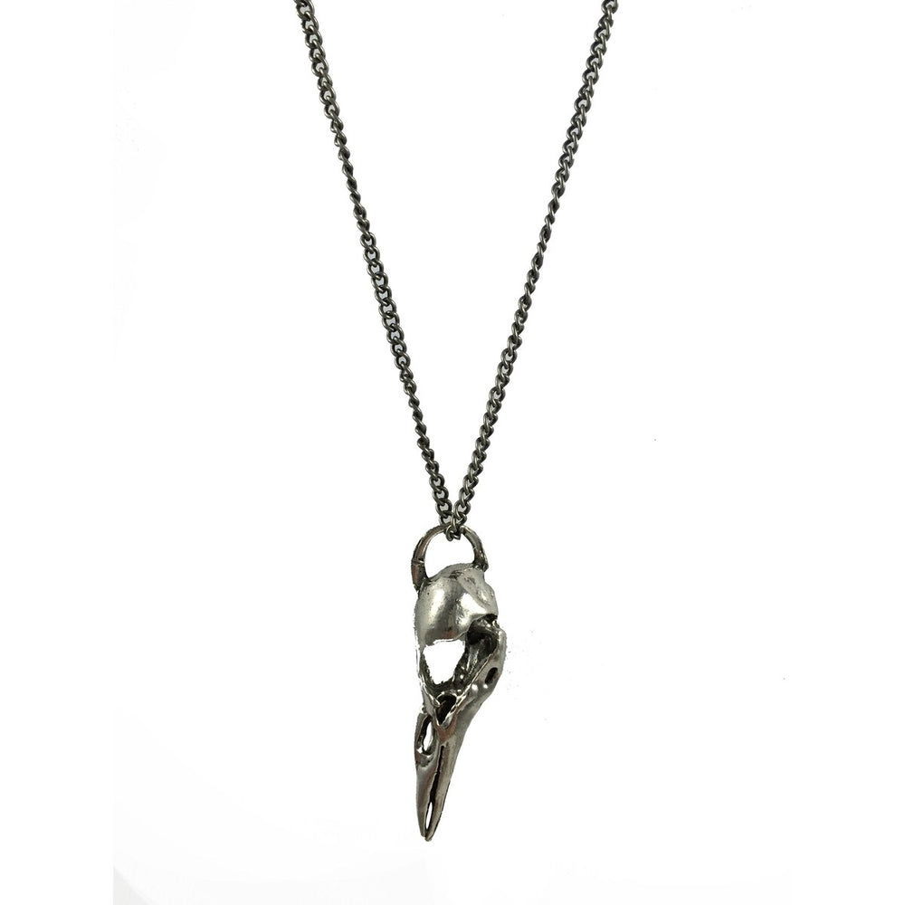 Rocker Chain Necklace With Bird Skull - White