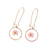 Rose Flower and Goldtone Circle Threader Earrings