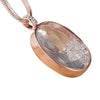 Rose Gold Bronze Oval Pendant with Floating Stone Austrian Crystals and 30 inch Long Rose Goldtone Snake Chain