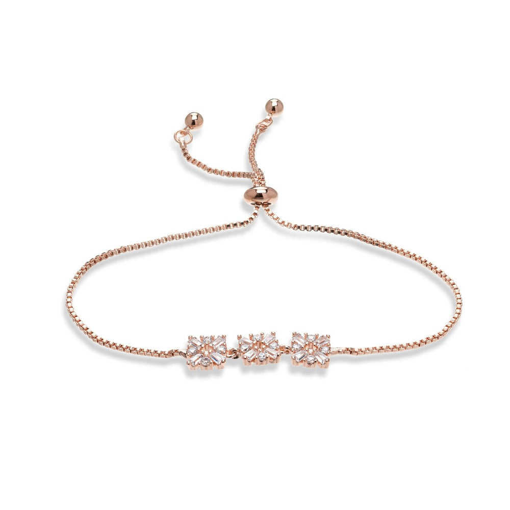 Rose Gold Clear Swarovski Crystal Floral Adjustable Bracelet