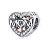 Rose Gold Cubic Zirconia & Sterling Silver "Mom" Charm