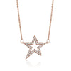 Rose Gold Open Star Necklace - White