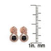 Rose Gold Over Sterling Silver 0.65 CTTW Natural Black Diamond and White Topaz Halo Earrings