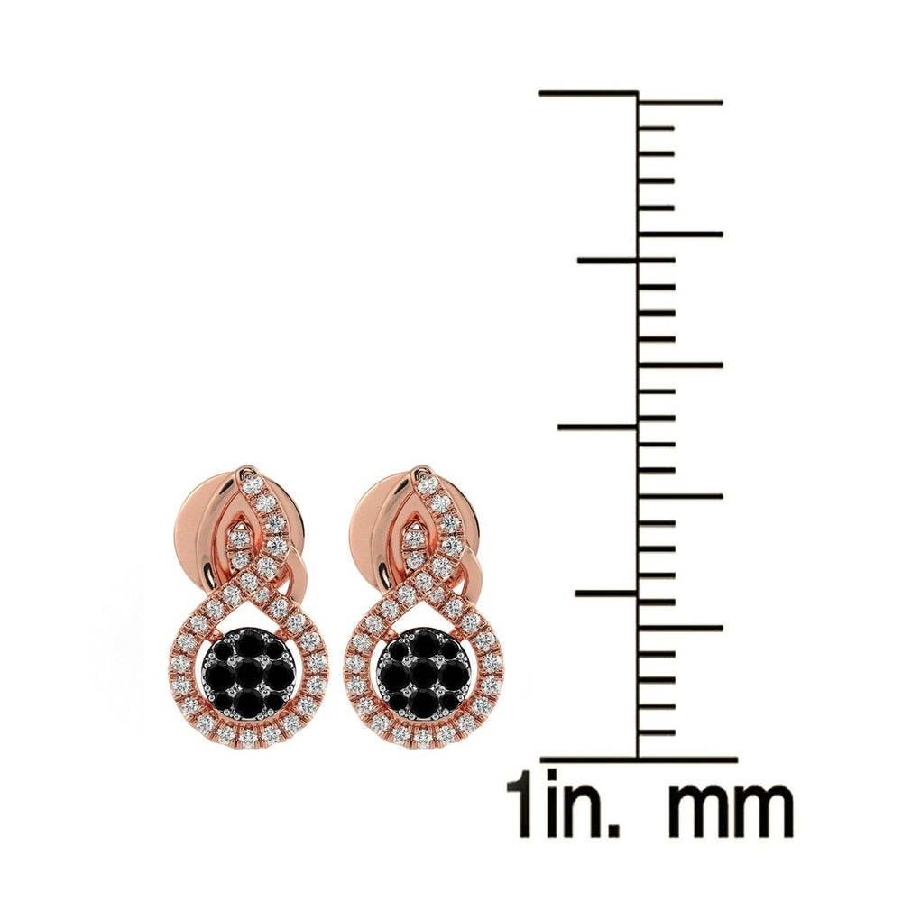 Rose Gold Over Sterling Silver 0.65 CTTW Natural Black Diamond and White Topaz Halo Earrings