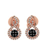 Rose Gold Over Sterling Silver 0.65 CTTW Natural Black Diamond and White Topaz Halo Earrings