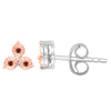 Rose Gold Over Sterling Silver Genuine Red Diamond Stud Earrings