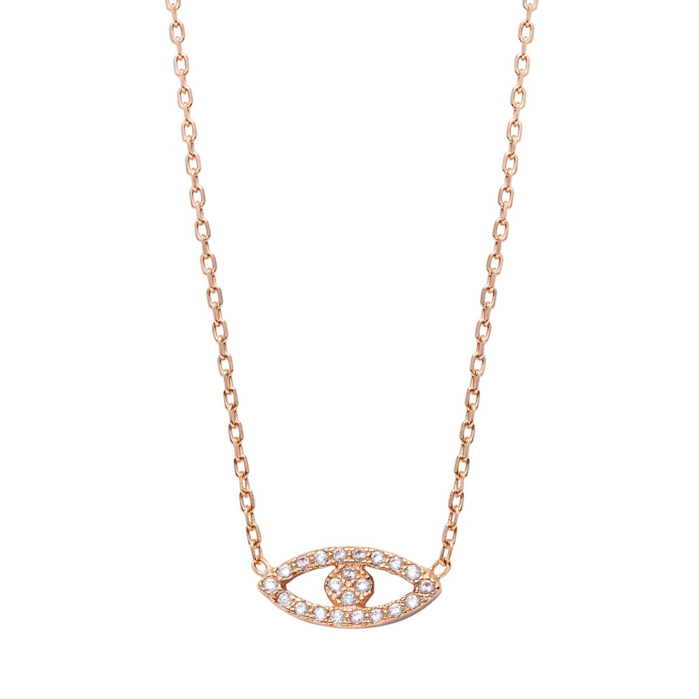 Rose Gold-Plated Sterling Silver & Cubic Zirconia Eye Necklace - White