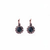 Rose Goldtone Black Circular Leverback Earrings