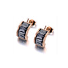 Rose Goldtone Black Cubic Zirconia Dainty Hoop Earrings