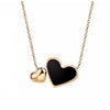 Rose Goldtone Black Dual Heart Necklace - White