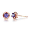 Rose Goldtone Braided Purple Cubic Zirconia Stud Earrings