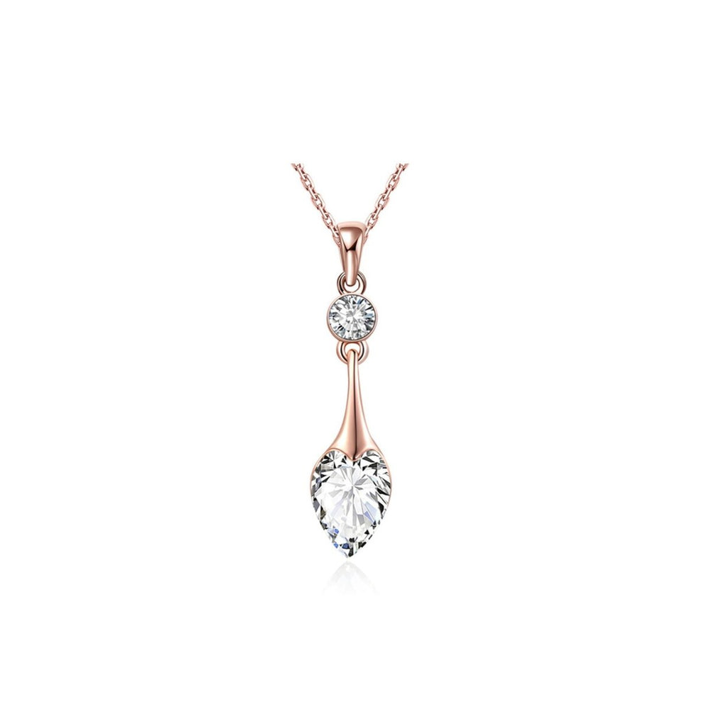 Rose Goldtone Clear Cubic Zirconia Elegant Drop Necklace - White