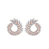 Rose Goldtone Clear Cubic Zirconia Floral Vine Circular Earrings