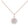 Rose Goldtone Clear Cubic Zirconia Flower Pendant Necklace - White