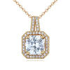 Rose Goldtone Clear Cubic Zirconia Halo Pendant Necklace - White