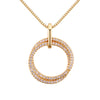 Rose Goldtone Clear Cubic Zirconia Interlocked Circles Pendant Necklace - White