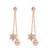 Rose Goldtone Clear Star And Ornament Drop Earrings