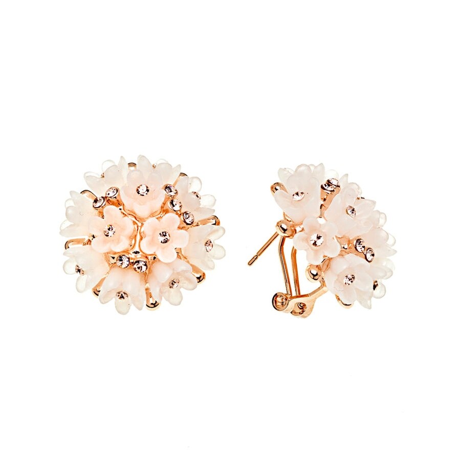 Rose Goldtone Clear Swarovski Crystal Flower Clustered Earrings