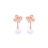 Rose Goldtone Crystal Imitation Pearl Floral Earrings