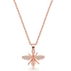 Rose Goldtone Cubic Zirconia Bee Pendant Necklace - White