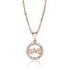 Rose Goldtone Cubic Zirconia Circular Love Pendant Necklace - White