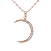 Rose Goldtone Cubic Zirconia Crescent Moon Pendant Necklace - White