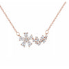 Rose Goldtone Cubic Zirconia Floral Clustered Necklace - White